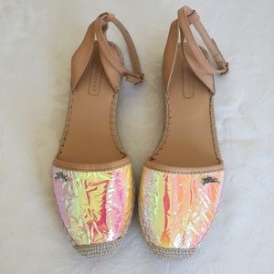 Longchamp iridescent ankle strap espadrille